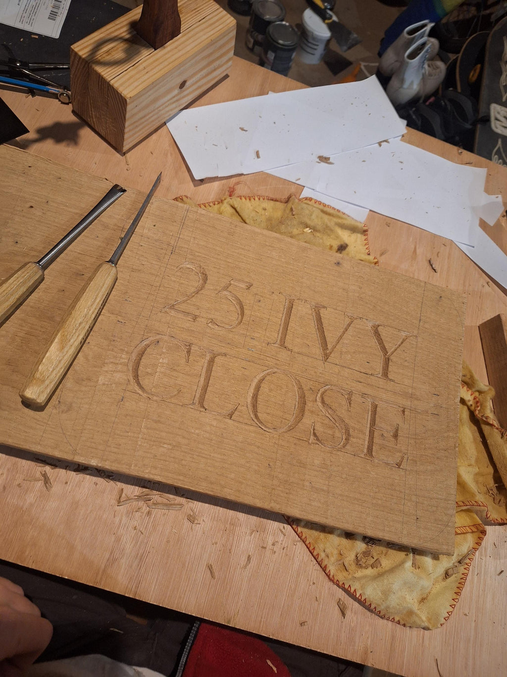 Traditional Handcarved Wooden House Sign