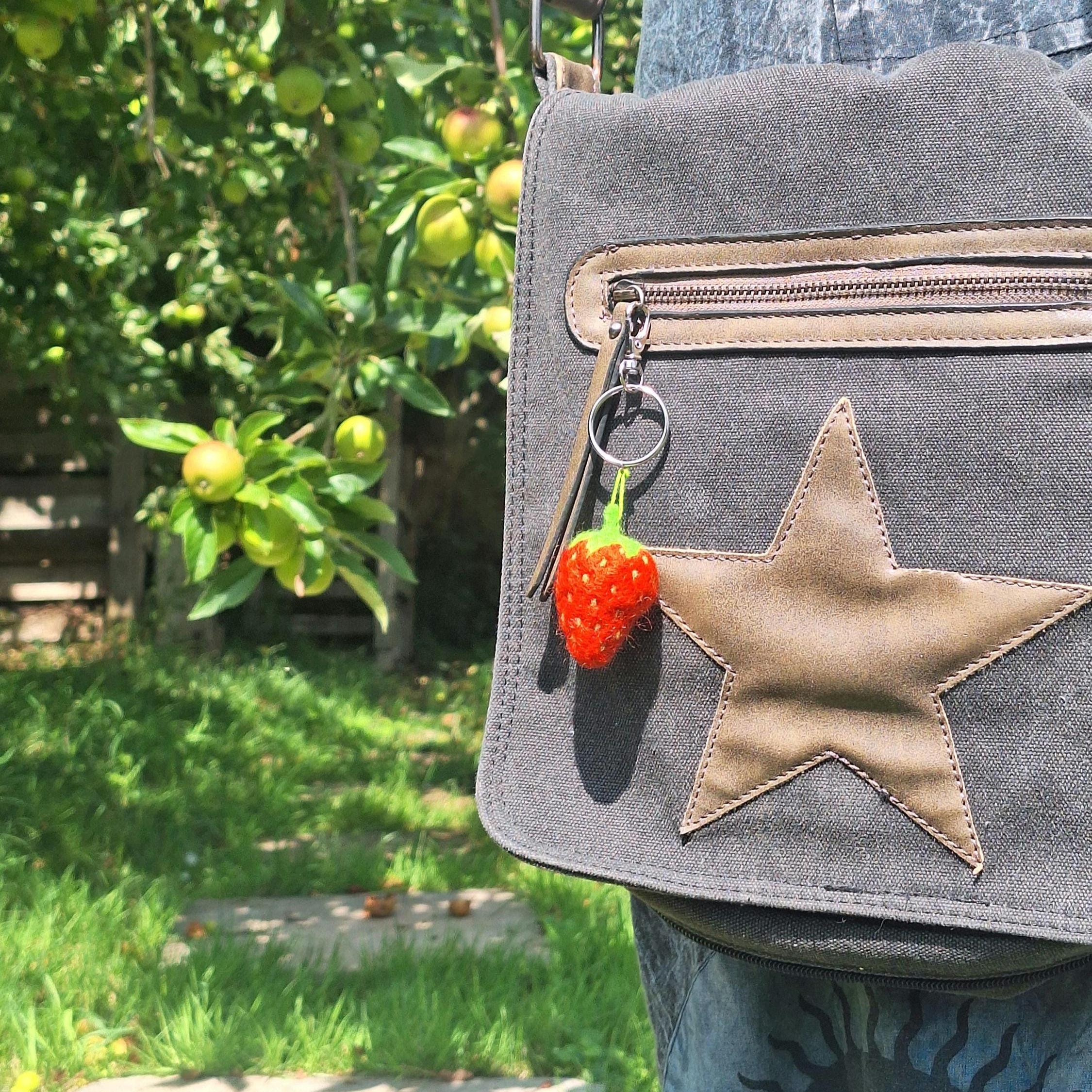 Wool Strawberry Keychain