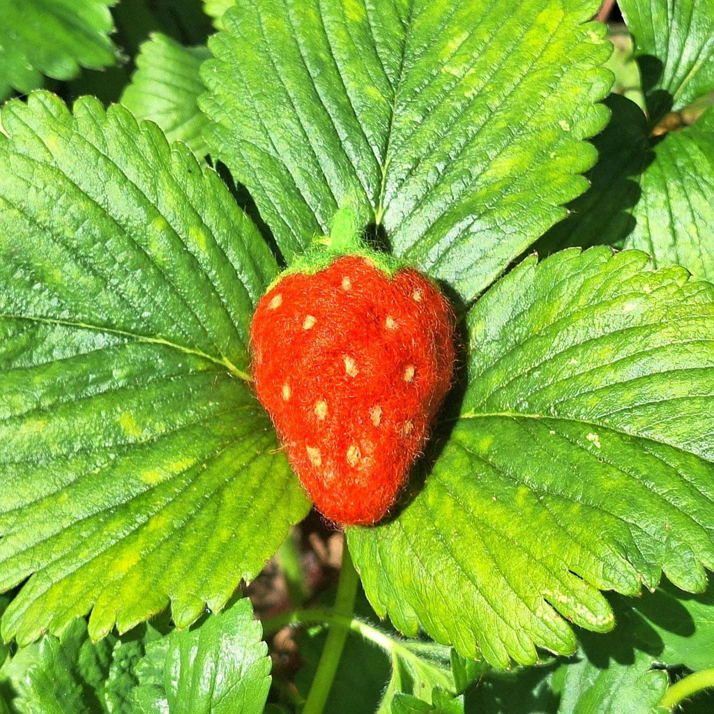 Wool Strawberry Keychain