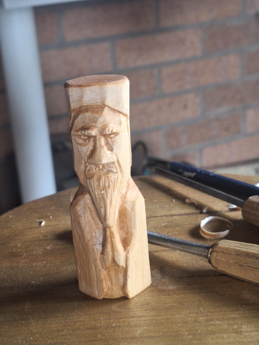 Handcarved Praying Saint Statue