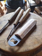 Rustic Bottle Opener With Handcarved Ash Handle