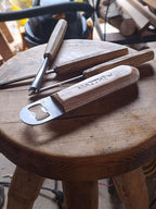 Rustic Bottle Opener With Handcarved Ash Handle